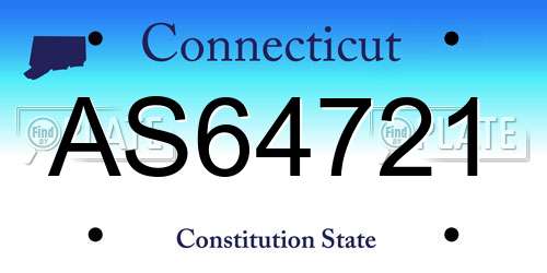 AS64721 Connecticut License Plate