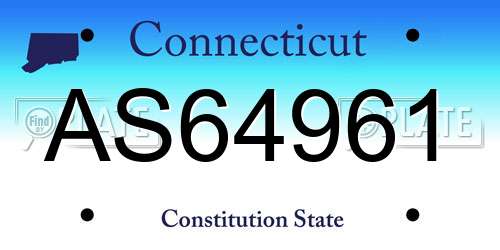 AS64961 Connecticut License Plate
