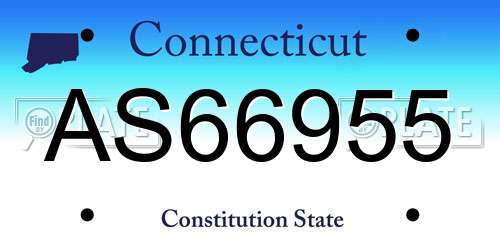 AS66955 Connecticut License Plate