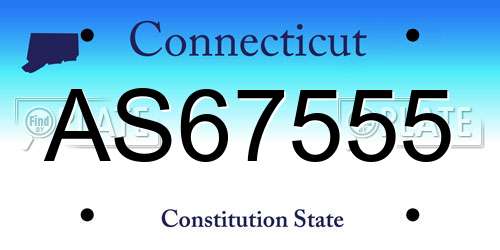 AS67555 Connecticut License Plate