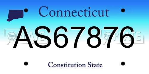 AS67876 Connecticut License Plate