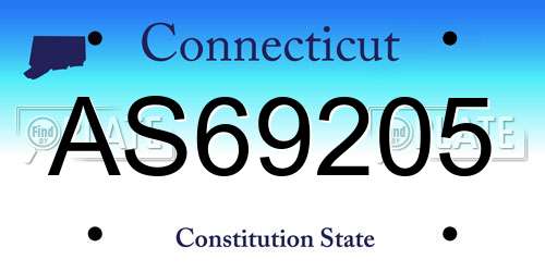 AS69205 Connecticut License Plate