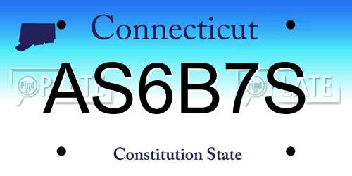 AS6B7S Connecticut License Plate