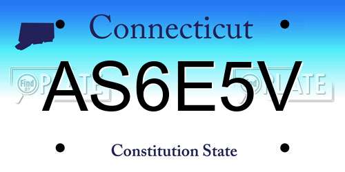AS6E5V Connecticut License Plate