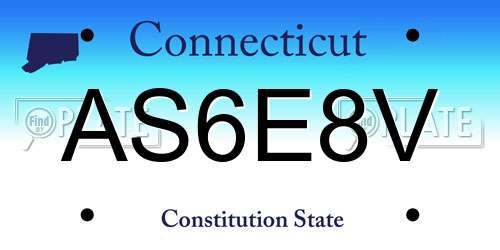AS6E8V Connecticut License Plate