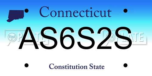 AS6S2S Connecticut License Plate