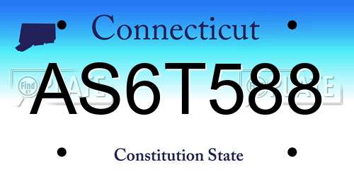 AS6T588 Connecticut License Plate