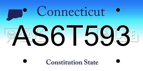 AS6T593 Connecticut License Plate