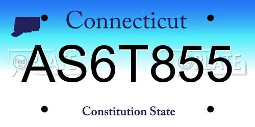 AS6T855 Connecticut License Plate