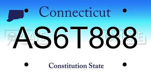 AS6T888 Connecticut License Plate