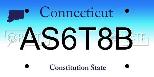 AS6T8B Connecticut License Plate