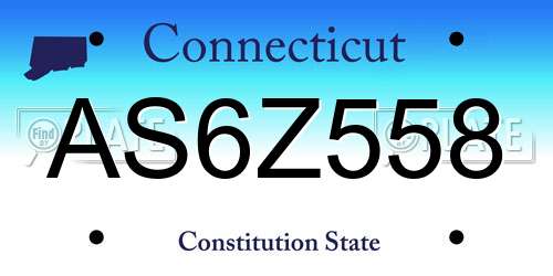AS6Z558 Connecticut License Plate