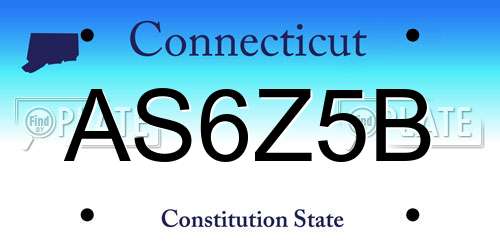 AS6Z5B Connecticut License Plate
