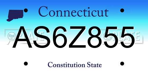 AS6Z855 Connecticut License Plate
