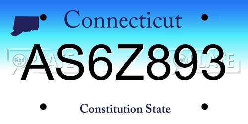 AS6Z893 Connecticut License Plate