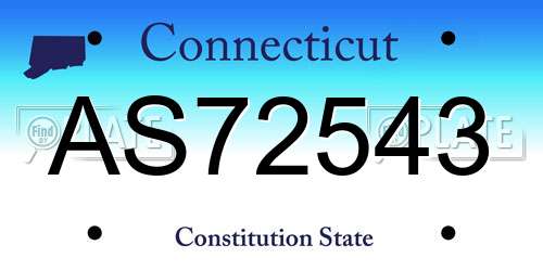 AS72543 Connecticut License Plate