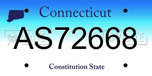 AS72668 Connecticut License Plate