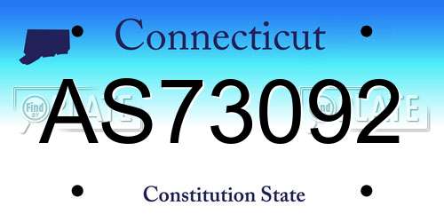AS73092 Connecticut License Plate