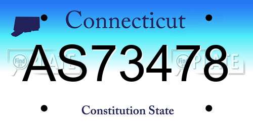 AS73478 Connecticut License Plate