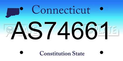 AS74661 Connecticut License Plate
