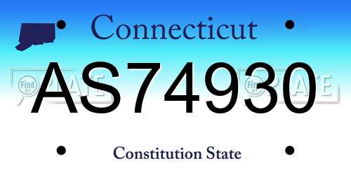 AS74930 Connecticut License Plate