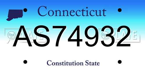AS74932 Connecticut License Plate