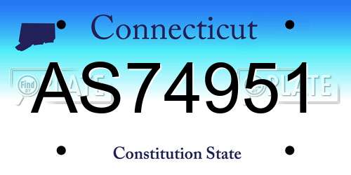 AS74951 Connecticut License Plate