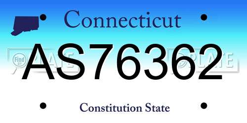 AS76362 Connecticut License Plate