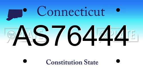 AS76444 Connecticut License Plate
