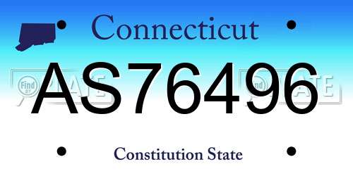AS76496 Connecticut License Plate