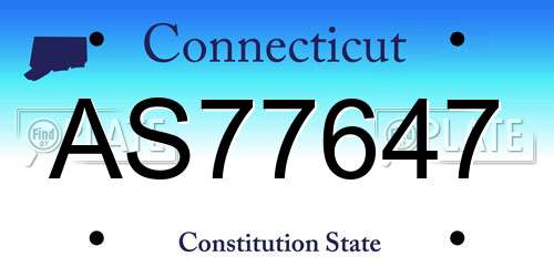 AS77647 Connecticut License Plate