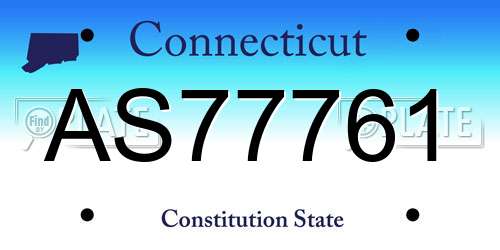 AS77761 Connecticut License Plate