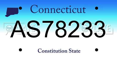AS78233 Connecticut License Plate