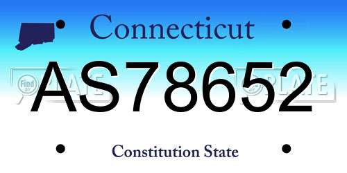 AS78652 Connecticut License Plate