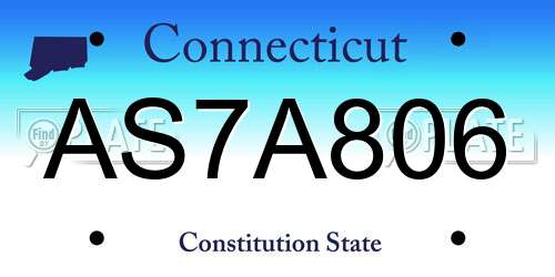 AS7A806 Connecticut License Plate
