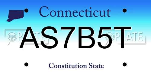 AS7B5T Connecticut License Plate