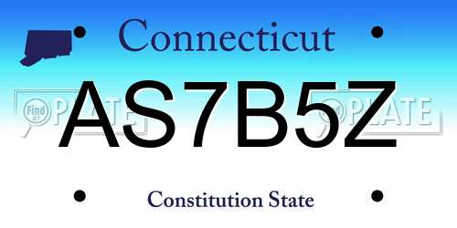 AS7B5Z Connecticut License Plate