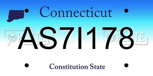 AS7I178 Connecticut License Plate
