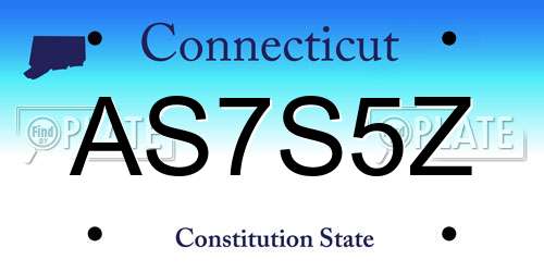 AS7S5Z Connecticut License Plate