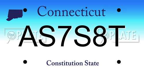 AS7S8T Connecticut License Plate