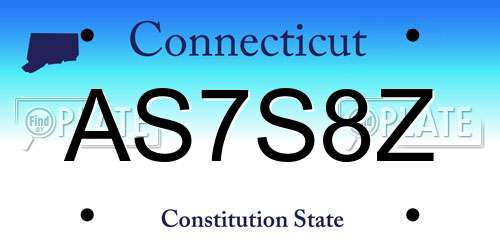 AS7S8Z Connecticut License Plate