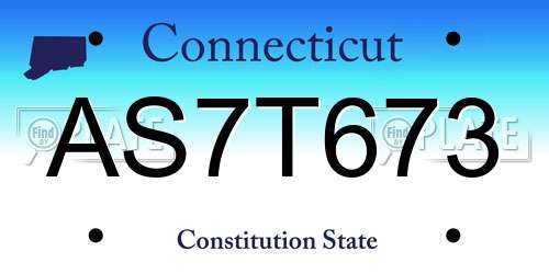 AS7T673 Connecticut License Plate