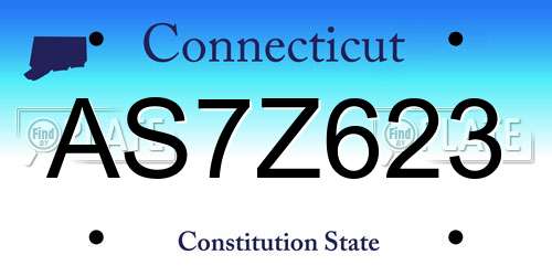 AS7Z623 Connecticut License Plate