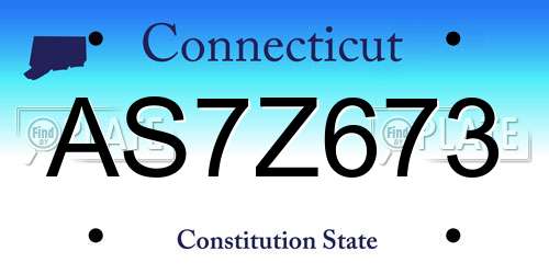 AS7Z673 Connecticut License Plate