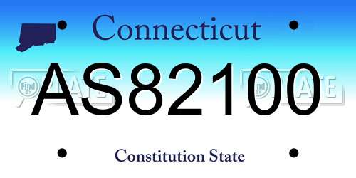 AS82100 Connecticut License Plate