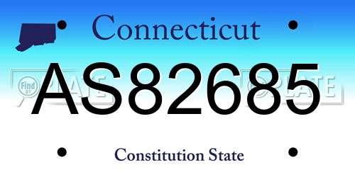 AS82685 Connecticut License Plate
