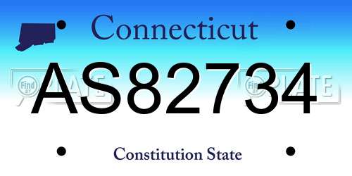AS82734 Connecticut License Plate