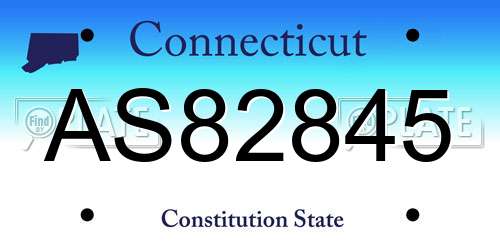 AS82845 Connecticut License Plate
