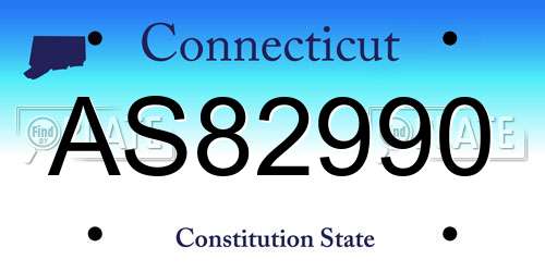 AS82990 Connecticut License Plate