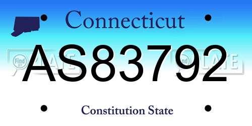 AS83792 Connecticut License Plate